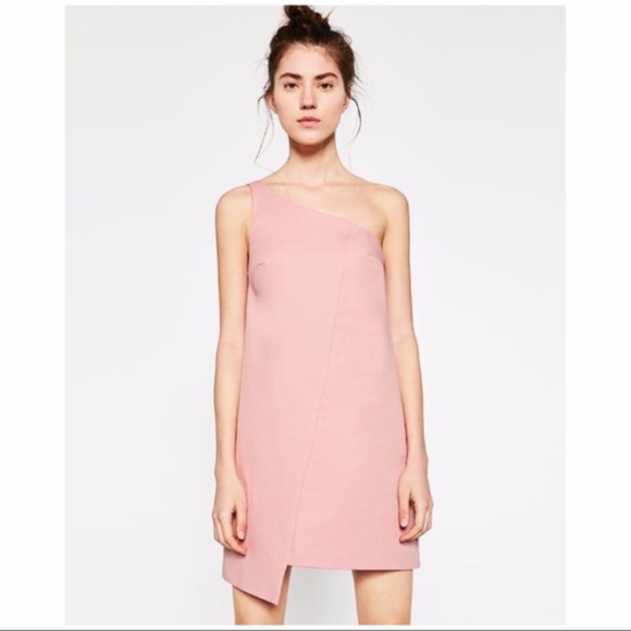 Zara Dresses & Skirts - Zara | One Shoulder Asymmetrical Blush Dress XS